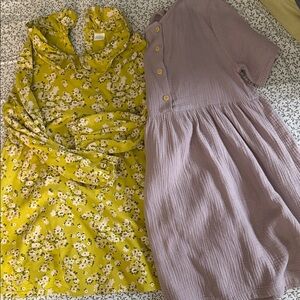 Yellow 100%cotton Dress by Next and dusty rose muslin dress by H&M